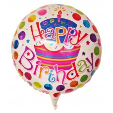 Fødselsdags Happy Birthday hvid med prikker folie ballon 18" (u/helium)